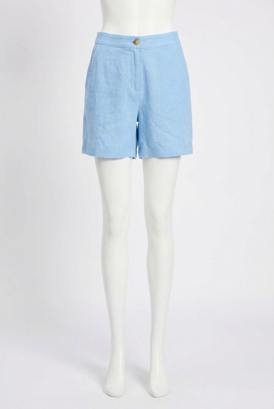 NEW CARVE DESIGNS suki linen shorts in sky blue